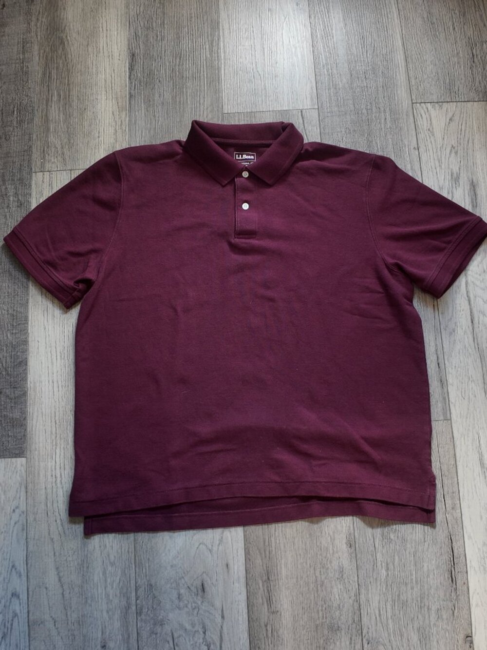 Maroon L.L Bean Men´s Traditional Fit Short-Sleeve Pique Polo Size Large